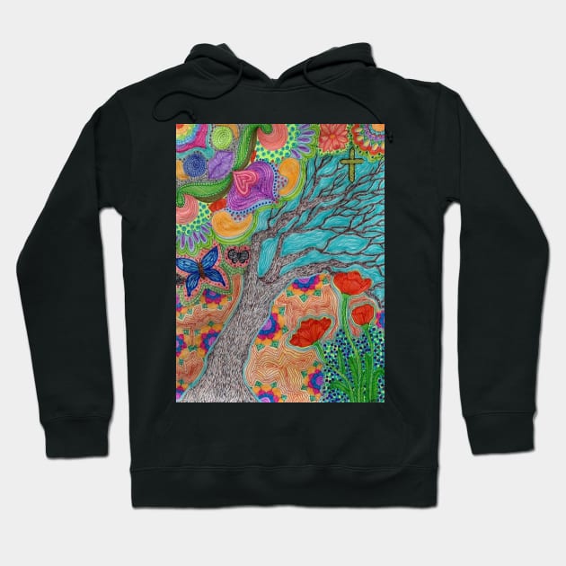 Abstract Marker Art with Tree, “The View Within” Hoodie by LuvbuzzArt